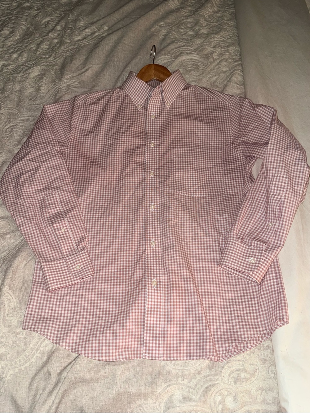 Excellent Condition Men’s Jos A Bank 1905 Slim Fit Burgundy & White Dress Shirt
